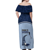 Golf Off Shoulder Maxi Dress Sporty Style Navy - Wonder Print Shop