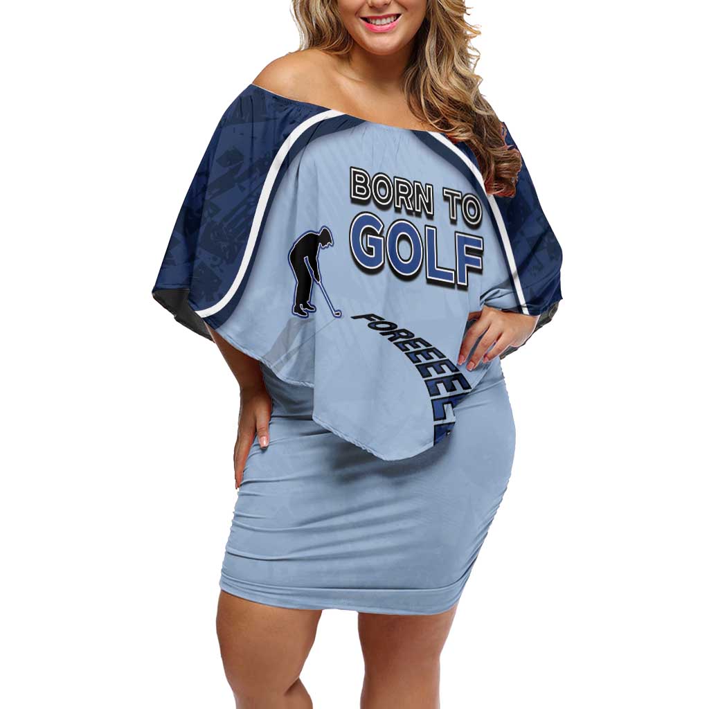 Golf Off Shoulder Short Dress Sporty Style Navy - Wonder Print Shop