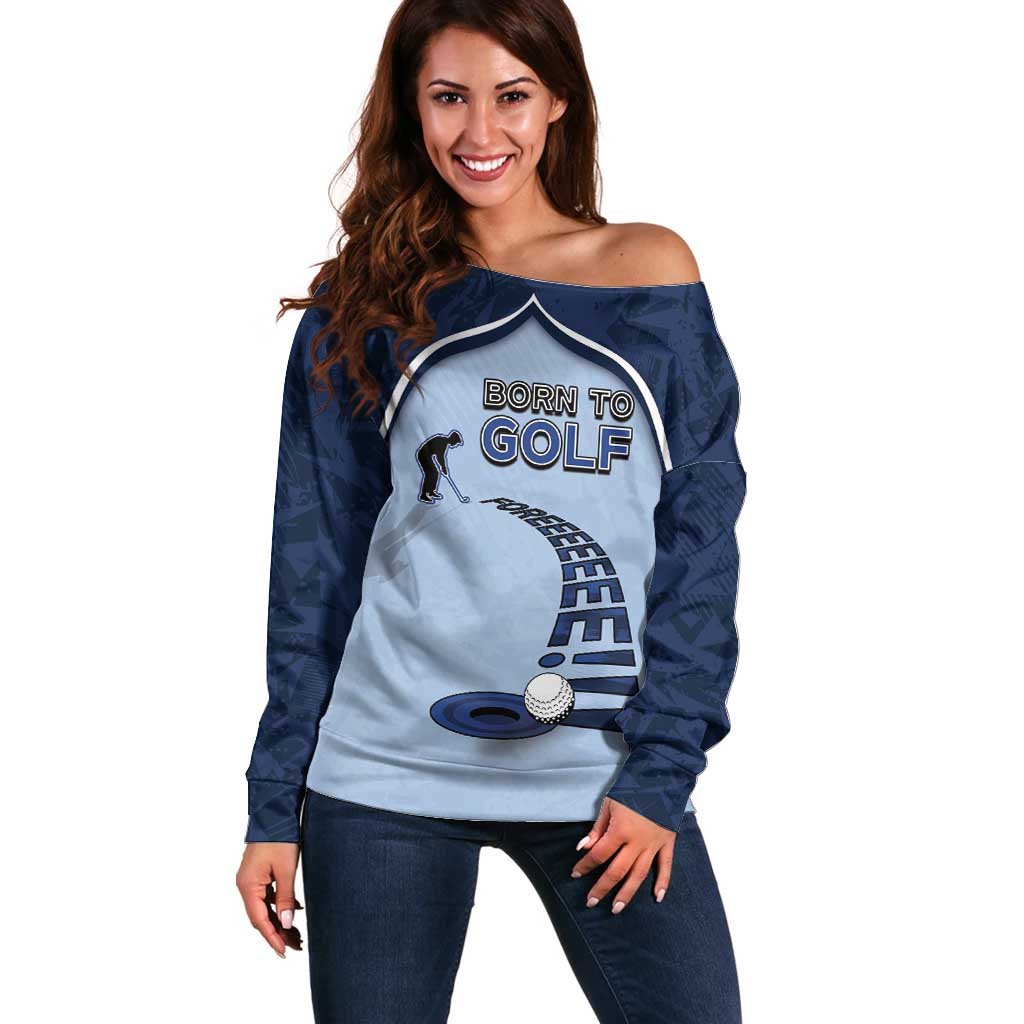 Golf Off Shoulder Sweater Sporty Style Navy - Wonder Print Shop