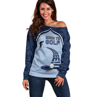 Golf Off Shoulder Sweater Sporty Style Navy - Wonder Print Shop