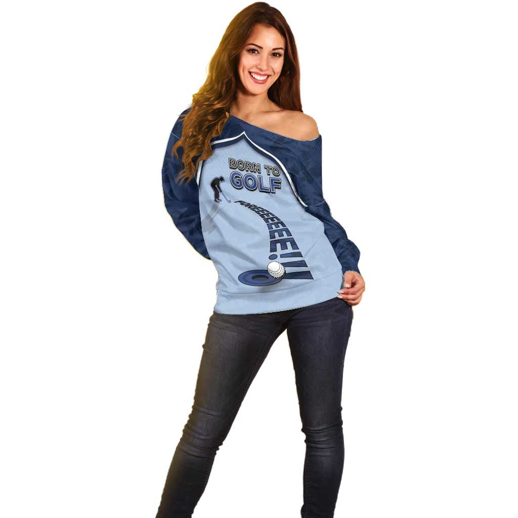 Golf Off Shoulder Sweater Sporty Style Navy - Wonder Print Shop