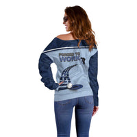 Golf Off Shoulder Sweater Sporty Style Navy - Wonder Print Shop