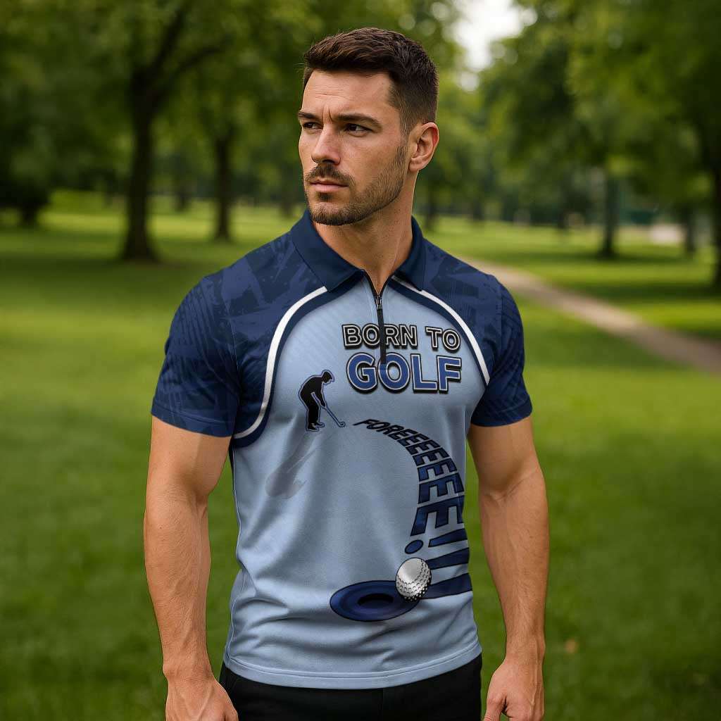 Golf Zipper Polo Shirt Sporty Style Navy - Wonder Print Shop
