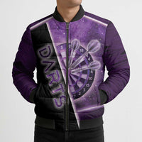 Personalized Darts Bomber Puffer Jacket Galaxy Style Purple - Wonder Print Shop
