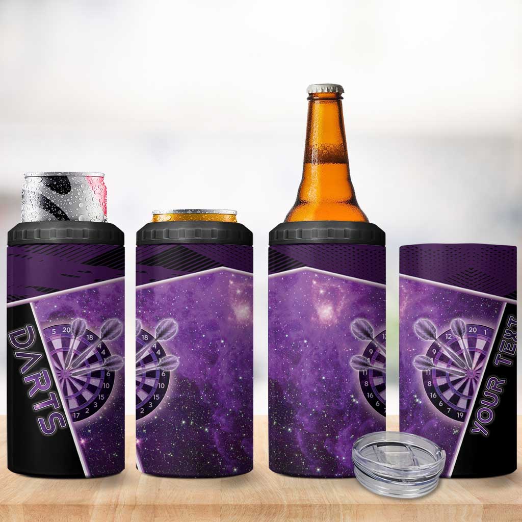 Personalized Darts 4 in 1 Can Cooler Tumbler Galaxy Style Purple - Wonder Print Shop