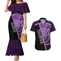 Personalized Darts Couples Matching Mermaid Dress and Hawaiian Shirt Galaxy Style Purple - Wonder Print Shop