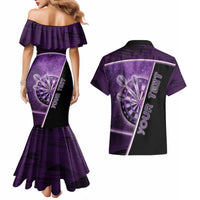 Personalized Darts Couples Matching Mermaid Dress and Hawaiian Shirt Galaxy Style Purple - Wonder Print Shop