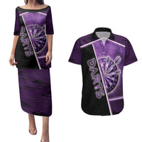 Personalized Darts Couples Matching Puletasi and Hawaiian Shirt Galaxy Style Purple - Wonder Print Shop