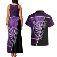 Personalized Darts Couples Matching Tank Maxi Dress and Hawaiian Shirt Galaxy Style Purple - Wonder Print Shop