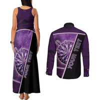 Personalized Darts Couples Matching Tank Maxi Dress and Long Sleeve Button Shirt Galaxy Style Purple - Wonder Print Shop
