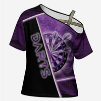 Personalized Darts Cross Shoulder Shirt Galaxy Style Purple - Wonder Print Shop