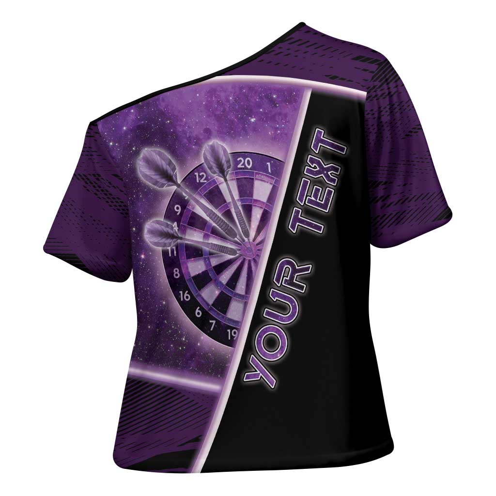 Personalized Darts Cross Shoulder Shirt Galaxy Style Purple - Wonder Print Shop