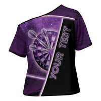 Personalized Darts Cross Shoulder Shirt Galaxy Style Purple - Wonder Print Shop