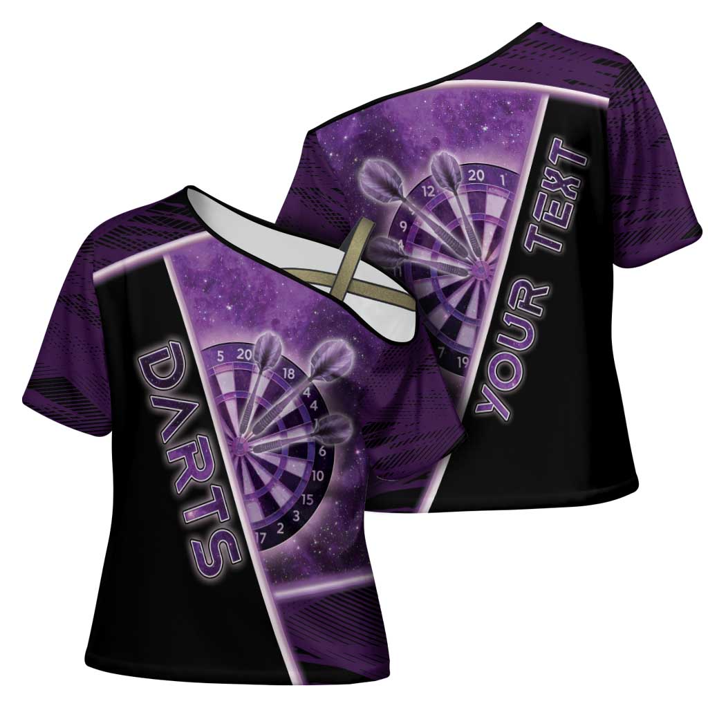 Personalized Darts Cross Shoulder Shirt Galaxy Style Purple - Wonder Print Shop