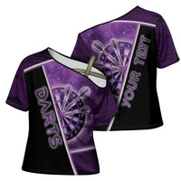 Personalized Darts Cross Shoulder Shirt Galaxy Style Purple - Wonder Print Shop
