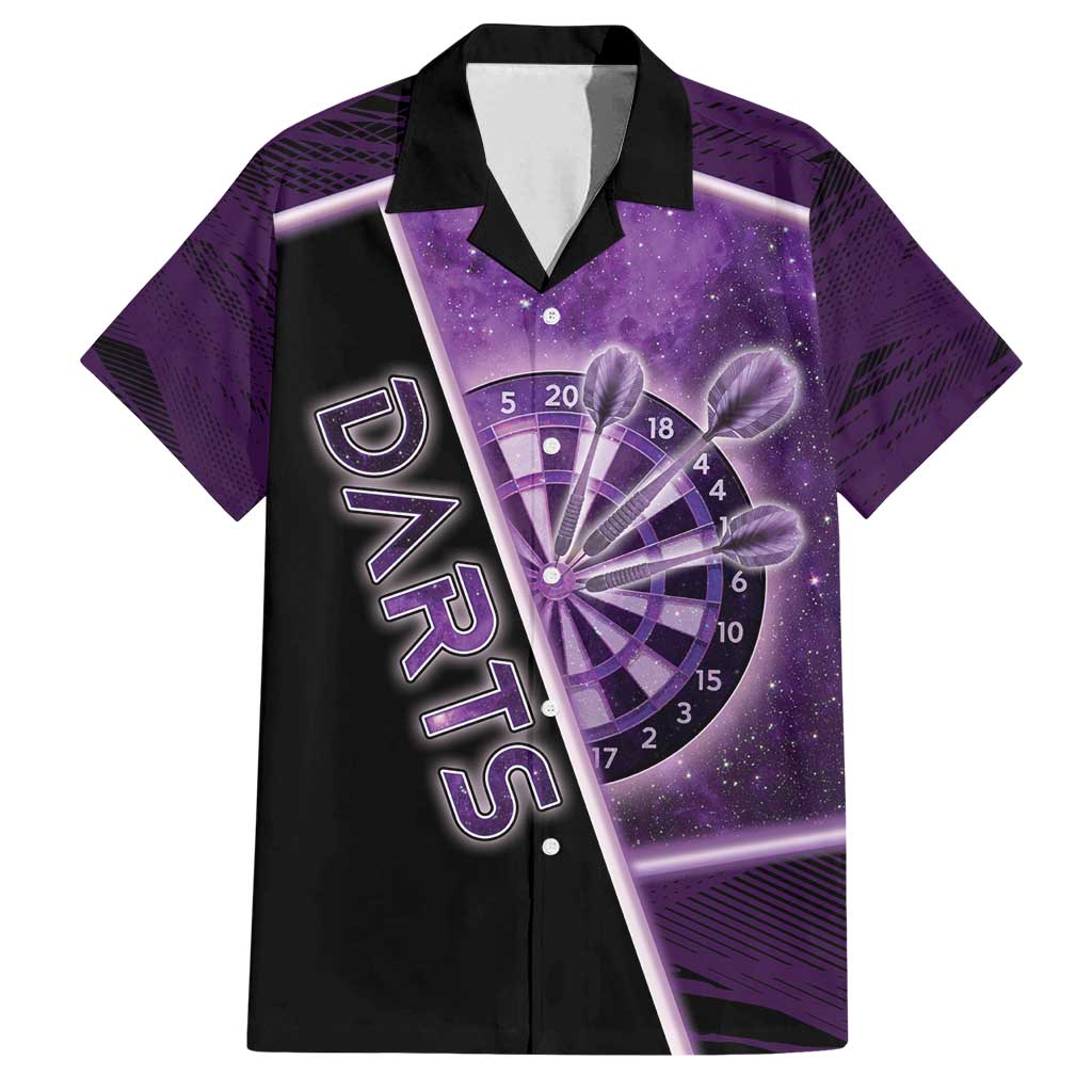 Personalized Darts Family Matching Long Sleeve Bodycon Dress and Hawaiian Shirt Galaxy Style Purple - Wonder Print Shop