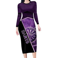 Personalized Darts Family Matching Long Sleeve Bodycon Dress and Hawaiian Shirt Galaxy Style Purple - Wonder Print Shop