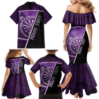 Personalized Darts Family Matching Mermaid Dress and Hawaiian Shirt Galaxy Style Purple - Wonder Print Shop