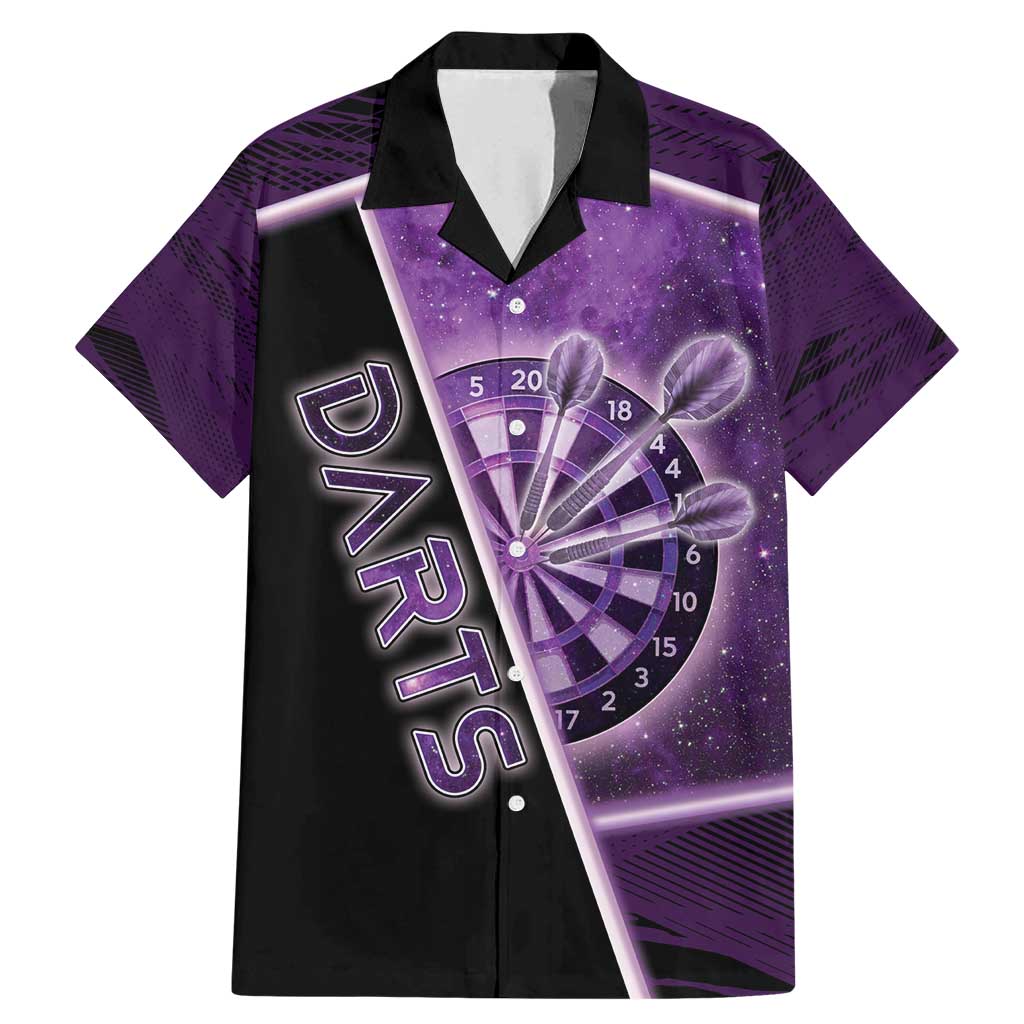 Personalized Darts Family Matching Mermaid Dress and Hawaiian Shirt Galaxy Style Purple - Wonder Print Shop