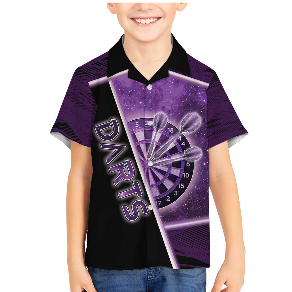 Personalized Darts Family Matching Mermaid Dress and Hawaiian Shirt Galaxy Style Purple - Wonder Print Shop