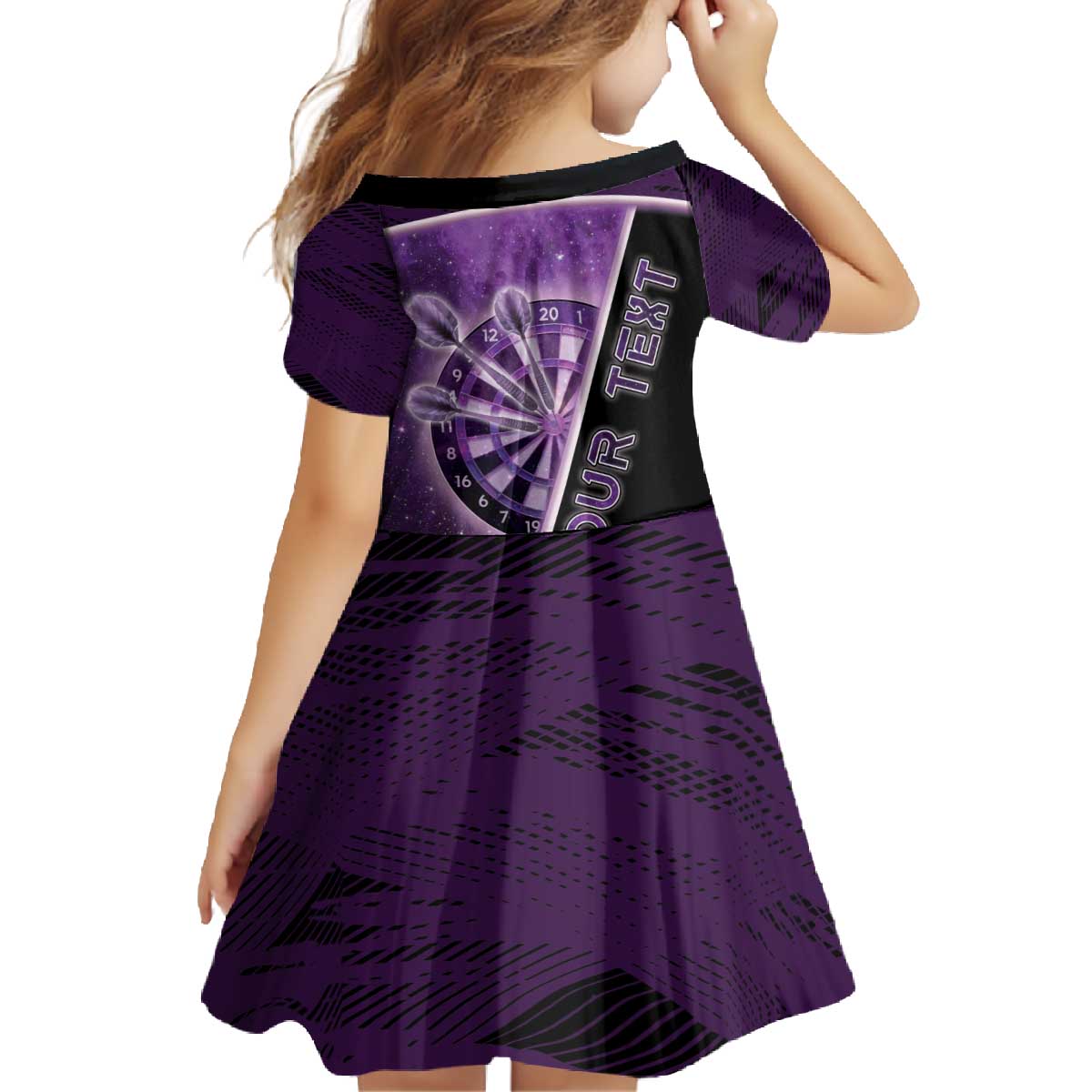 Personalized Darts Family Matching Off The Shoulder Long Sleeve Dress and Hawaiian Shirt Galaxy Style Purple - Wonder Print Shop