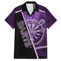 Personalized Darts Family Matching Off The Shoulder Long Sleeve Dress and Hawaiian Shirt Galaxy Style Purple - Wonder Print Shop