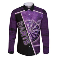 Personalized Darts Family Matching Off The Shoulder Long Sleeve Dress and Hawaiian Shirt Galaxy Style Purple - Wonder Print Shop