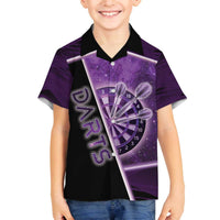 Personalized Darts Family Matching Off The Shoulder Long Sleeve Dress and Hawaiian Shirt Galaxy Style Purple - Wonder Print Shop