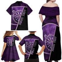 Personalized Darts Family Matching Off Shoulder Maxi Dress and Hawaiian Shirt Galaxy Style Purple - Wonder Print Shop