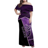 Personalized Darts Family Matching Off Shoulder Maxi Dress and Hawaiian Shirt Galaxy Style Purple - Wonder Print Shop