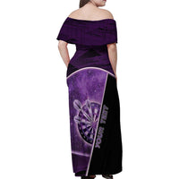 Personalized Darts Family Matching Off Shoulder Maxi Dress and Hawaiian Shirt Galaxy Style Purple - Wonder Print Shop