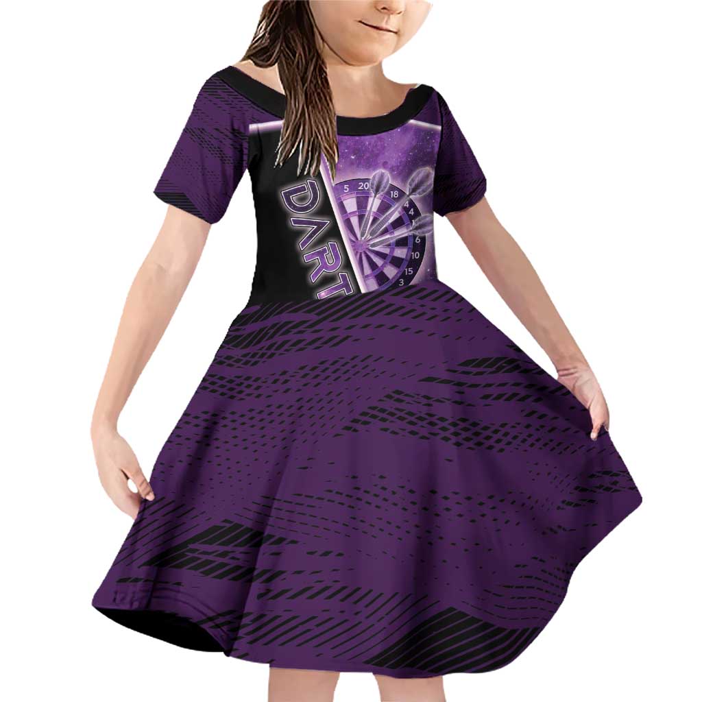 Personalized Darts Family Matching Off Shoulder Short Dress and Hawaiian Shirt Galaxy Style Purple - Wonder Print Shop