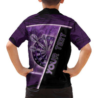 Personalized Darts Family Matching Short Sleeve Bodycon Dress and Hawaiian Shirt Galaxy Style Purple - Wonder Print Shop