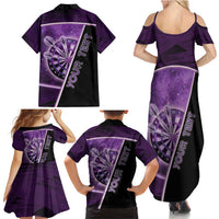 Personalized Darts Family Matching Summer Maxi Dress and Hawaiian Shirt Galaxy Style Purple - Wonder Print Shop