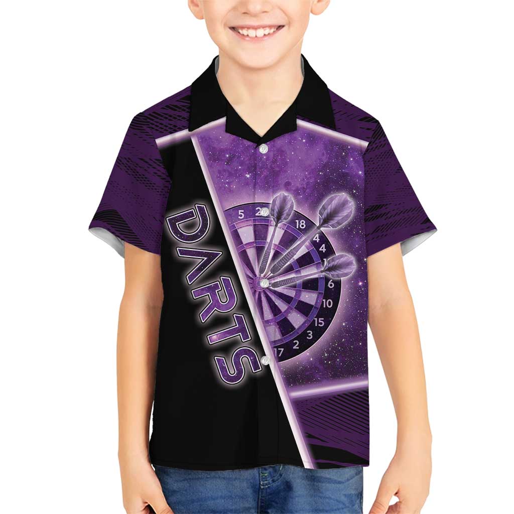 Personalized Darts Family Matching Summer Maxi Dress and Hawaiian Shirt Galaxy Style Purple - Wonder Print Shop