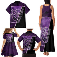 Personalized Darts Family Matching Tank Maxi Dress and Hawaiian Shirt Galaxy Style Purple - Wonder Print Shop