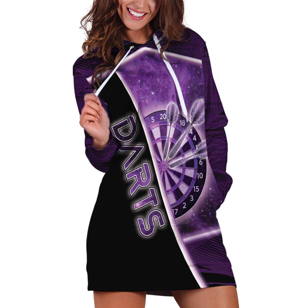 Personalized Darts Hoodie Dress Galaxy Style Purple - Wonder Print Shop