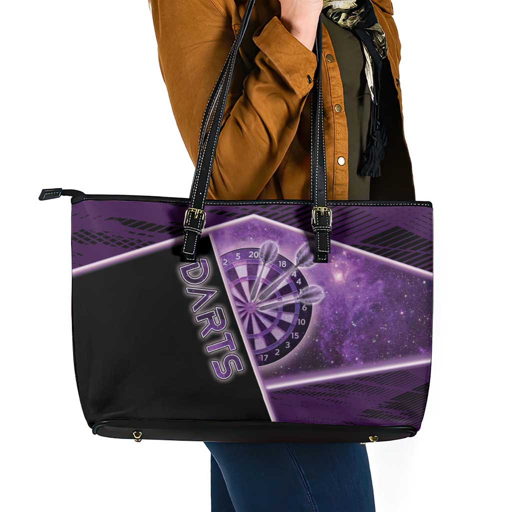 Darts Leather Tote Bag Galaxy Style Purple - Wonder Print Shop
