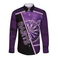 Personalized Darts Long Sleeve Button Shirt Galaxy Style Purple - Wonder Print Shop