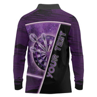 Personalized Darts Long Sleeve Polo Shirt Galaxy Style Purple - Wonder Print Shop