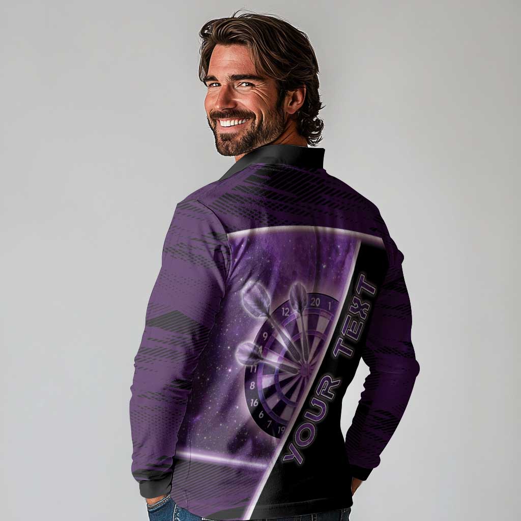 Personalized Darts Long Sleeve Polo Shirt Galaxy Style Purple - Wonder Print Shop