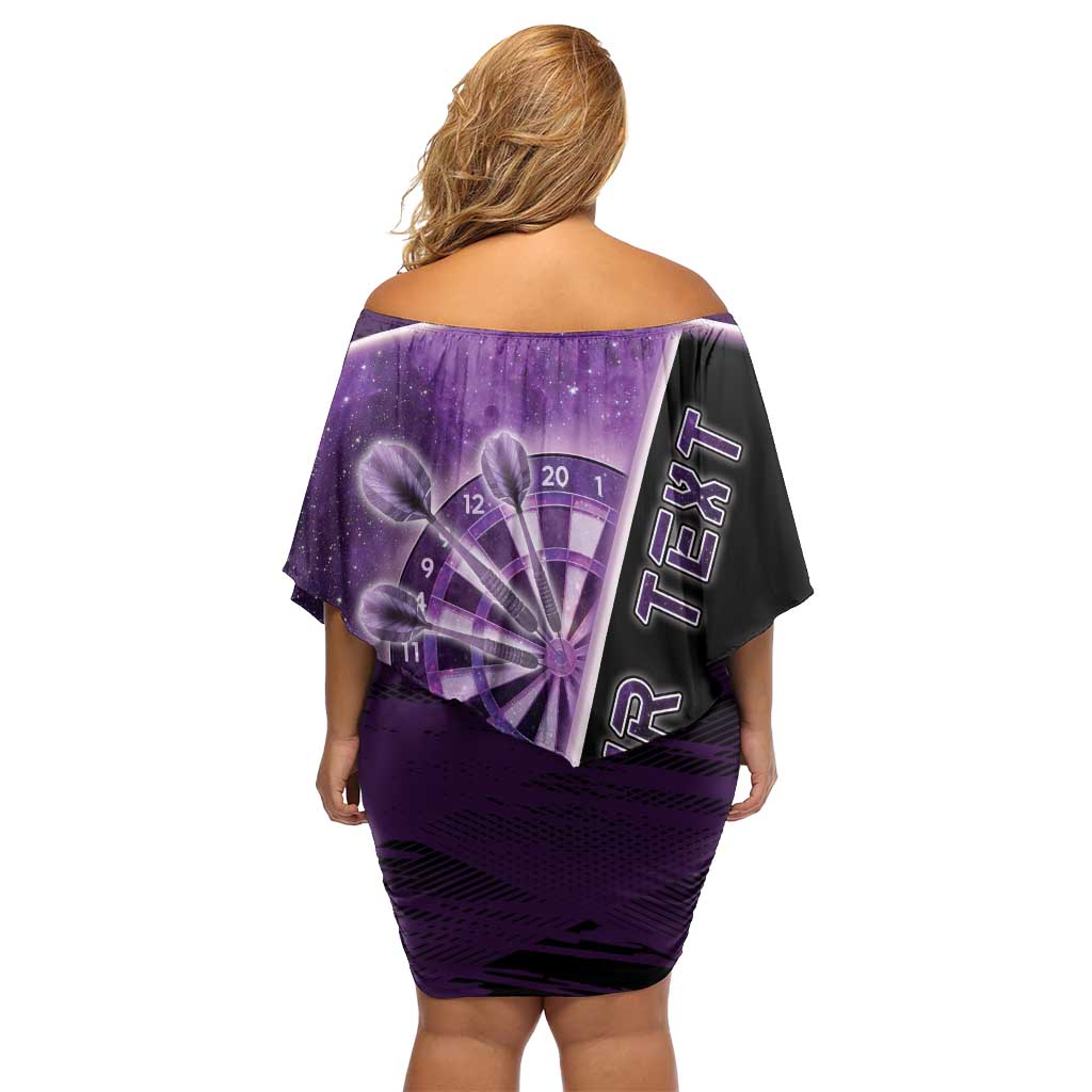 Personalized Darts Off Shoulder Short Dress Galaxy Style Purple - Wonder Print Shop