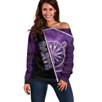 Personalized Darts Off Shoulder Sweater Galaxy Style Purple - Wonder Print Shop
