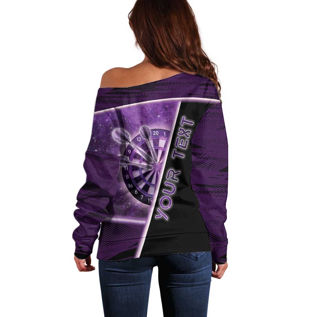Personalized Darts Off Shoulder Sweater Galaxy Style Purple - Wonder Print Shop