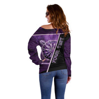 Personalized Darts Off Shoulder Sweater Galaxy Style Purple - Wonder Print Shop