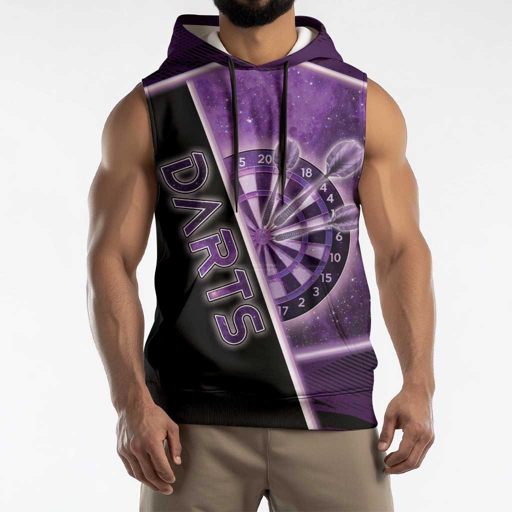 Personalized Darts Sleeveless Hoodie Galaxy Style Purple - Wonder Print Shop