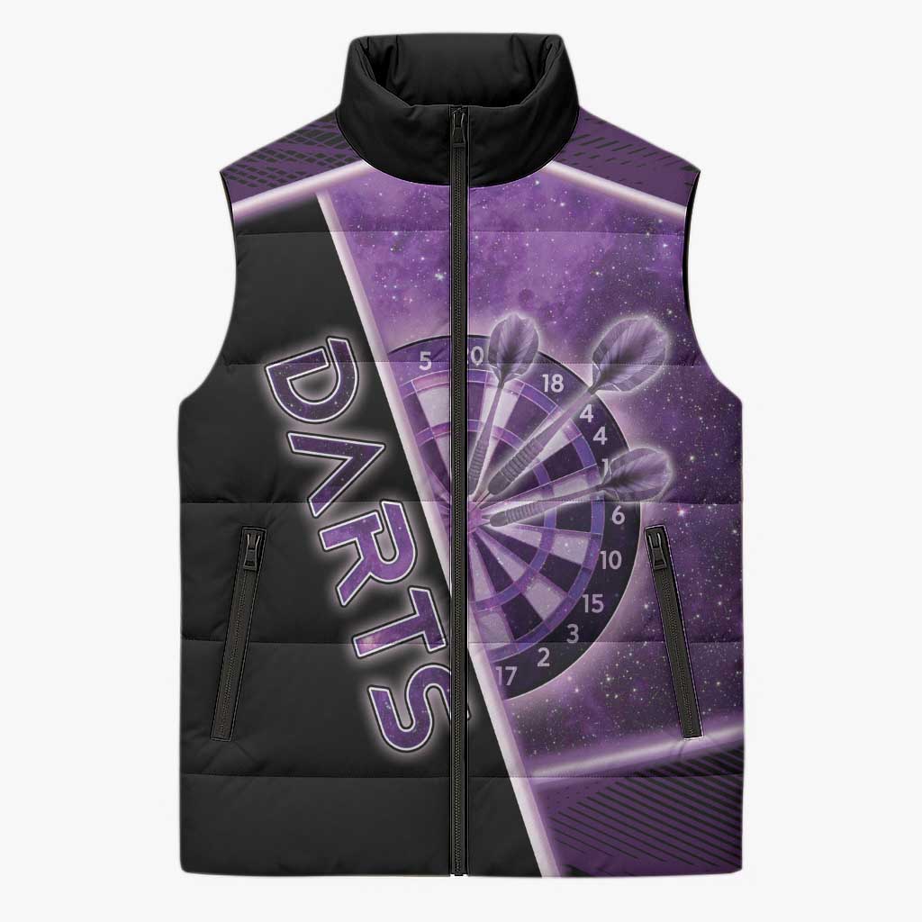 Personalized Darts Sleeveless Puffer Jacket Galaxy Style Purple - Wonder Print Shop