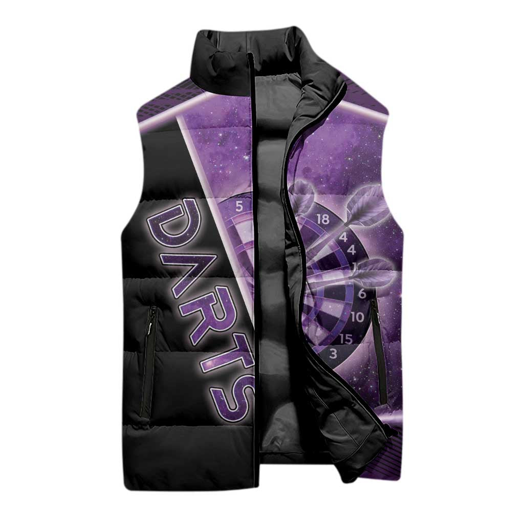 Personalized Darts Sleeveless Puffer Jacket Galaxy Style Purple - Wonder Print Shop