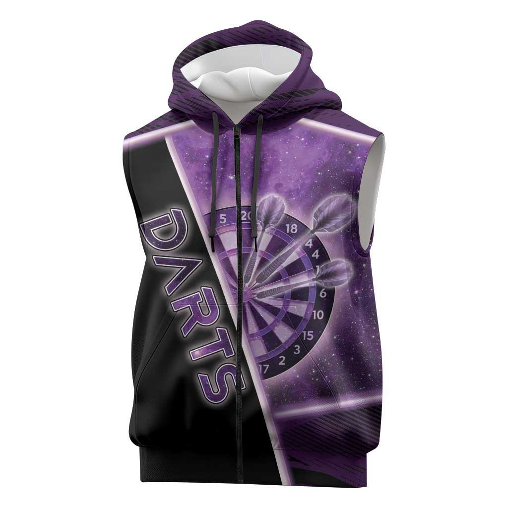 Personalized Darts Sleeveless Zip Hoodie Galaxy Style Purple - Wonder Print Shop