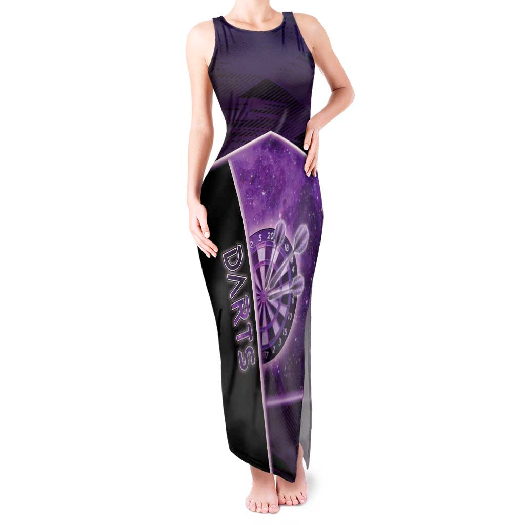 Personalized Darts Tank Maxi Dress Galaxy Style Purple - Wonder Print Shop